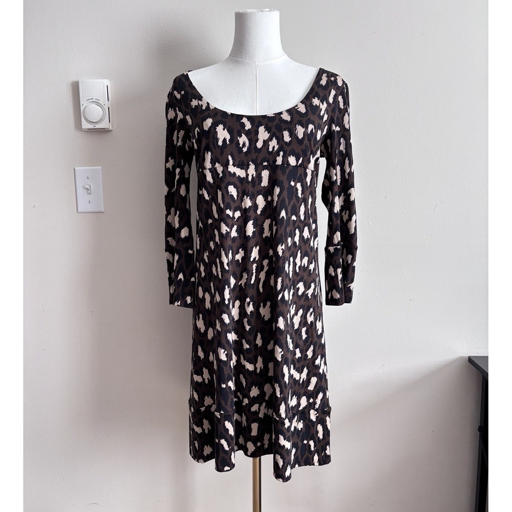 Y2K 100% Silk Diane Von Furstenberg Vintage Dress 4 Small Cheetah Leopard Print